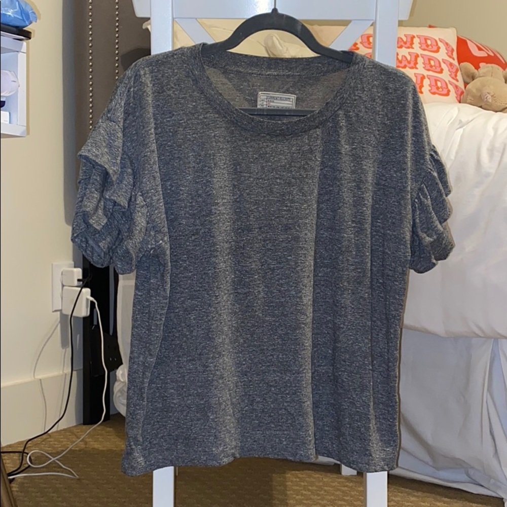 Current/Elliot Grey top with ruffled sleeves 0